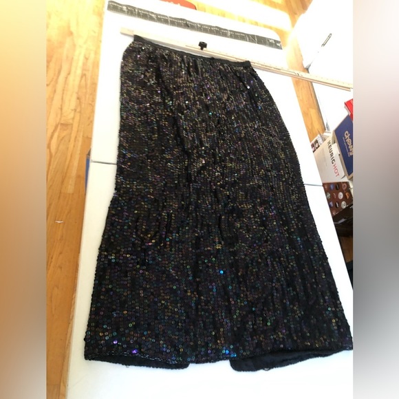 Jewel Queen size 14  black AB  SEQUIN maxi dress elastic waist, back slit - Picture 1 of 15